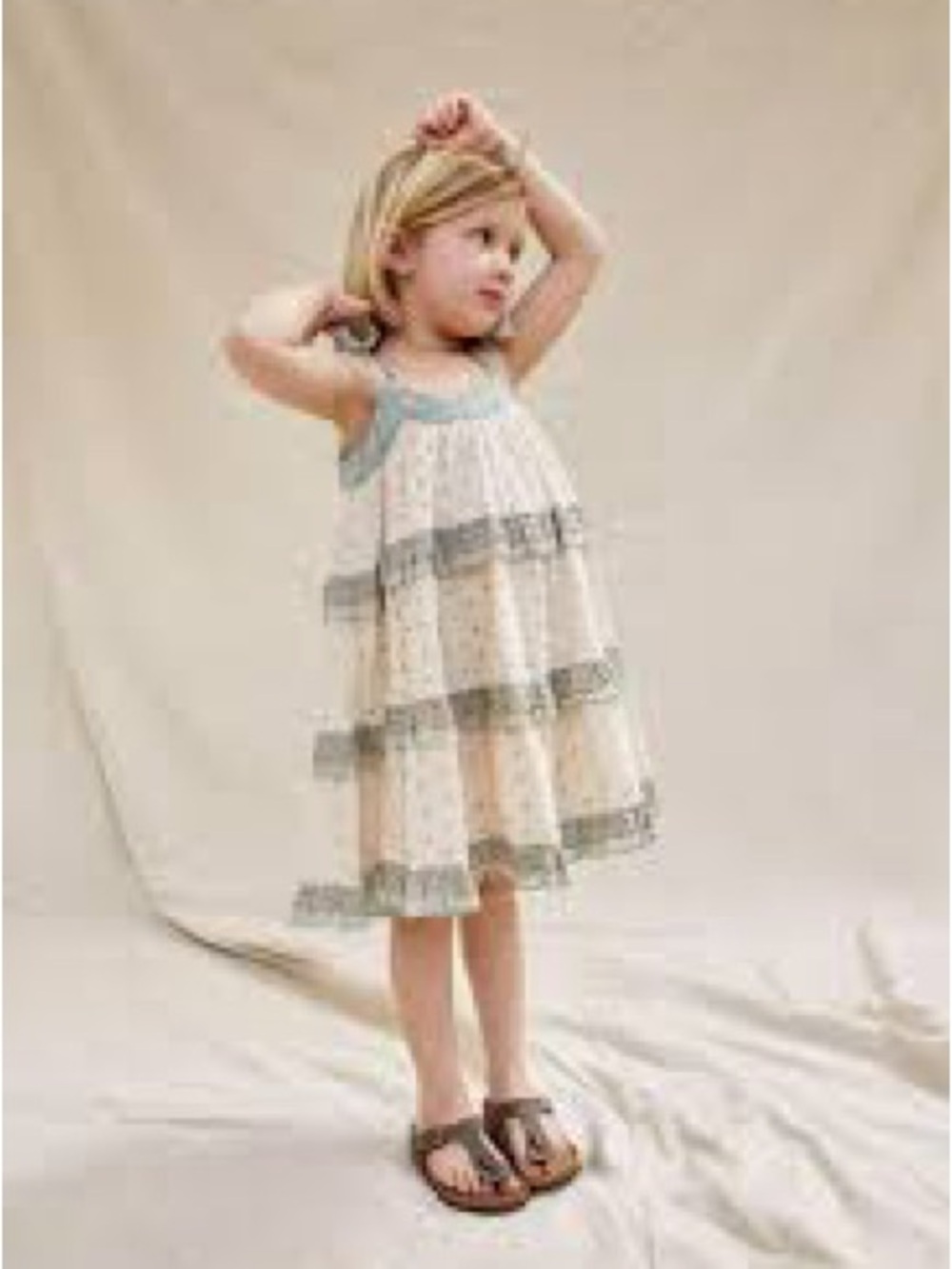 Anthropologie x Forever That Girl Effie Sage Ivory Boho Toddler Eyelet Dress